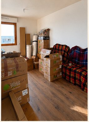 Cartons pendant les travaux